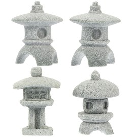BESPORTBLE Miniature Stone Lantern Pagoda Japanese Style Pagoda Lantern Statue Mini Zen Garden Accessories for Aquarium Patio Micro Landscape Yard Bonsai Decoration 4Pcs
