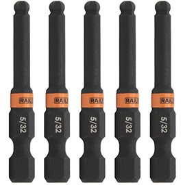 Ball-End Hex 5/32" Impact Driver Bit - Railer Allen Wrench Drill Hex Bits. 1/4 Quick Release S2 Steel 2 inch 5/32" Ball-End Hex Bits. (5 Pack)