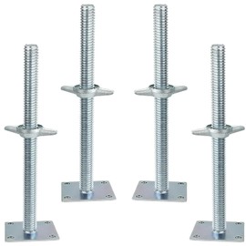 Noliven 4 Pack Screw Scaffolding Jack, 24" Adjustable Scaffold Leveling Jacks, Solid Screw Jack Stands with Base Plate, for Baker Style Scaffolding