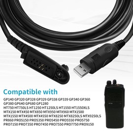RKN4075 USB Programming Cable for Motorola HT1250 HT1250LS GP140 GP320 GP328 GP329 HT750 HT750LS HT1550 HT1550XLS ATS2500 Mobile Radi