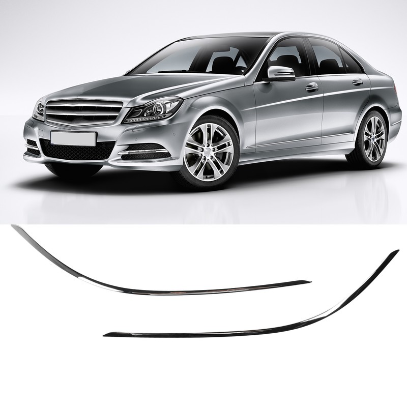 2pcs Front Bumper Lower Chrome Molding Trim Replacement For Benz