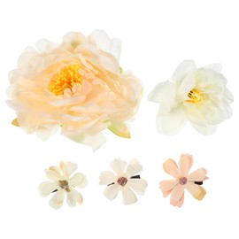VOCOSTE 5pcs, Flower Hair Clips, Flower Hair Barrettes, Fake Flowers for Hair, Flower Hair Accessories for Women and Girls, Flower Hairpins for Party Beach Wedding, Orange White