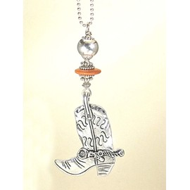 Rear View Mirror Car Accessory/Ornament Silvery Country Western Cowboy Boot