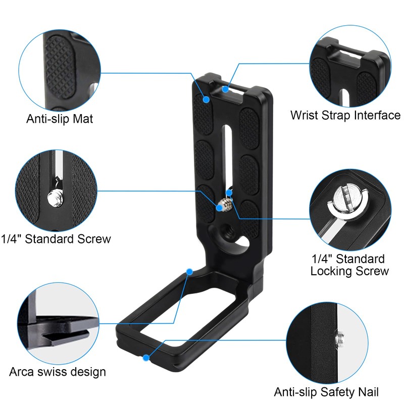 Elitecran Quick Release L-Mount Arca Swiss, DSLR L-Bracket Vertical with