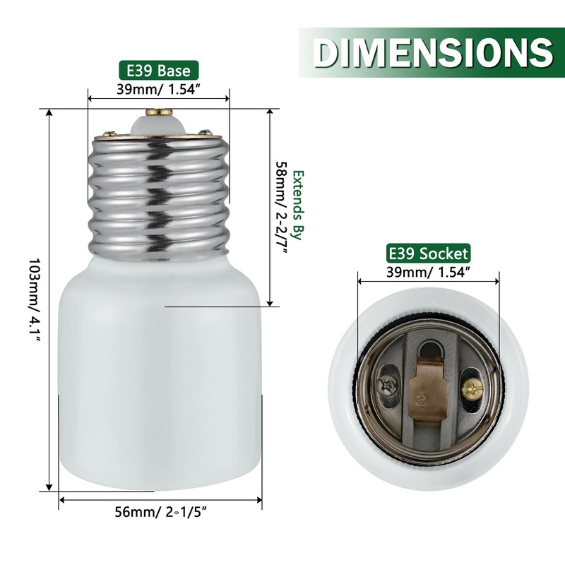 Mogul Socket Extender,Mogul Base E39 Socket Extensions Adapter,Emnooti E39 to