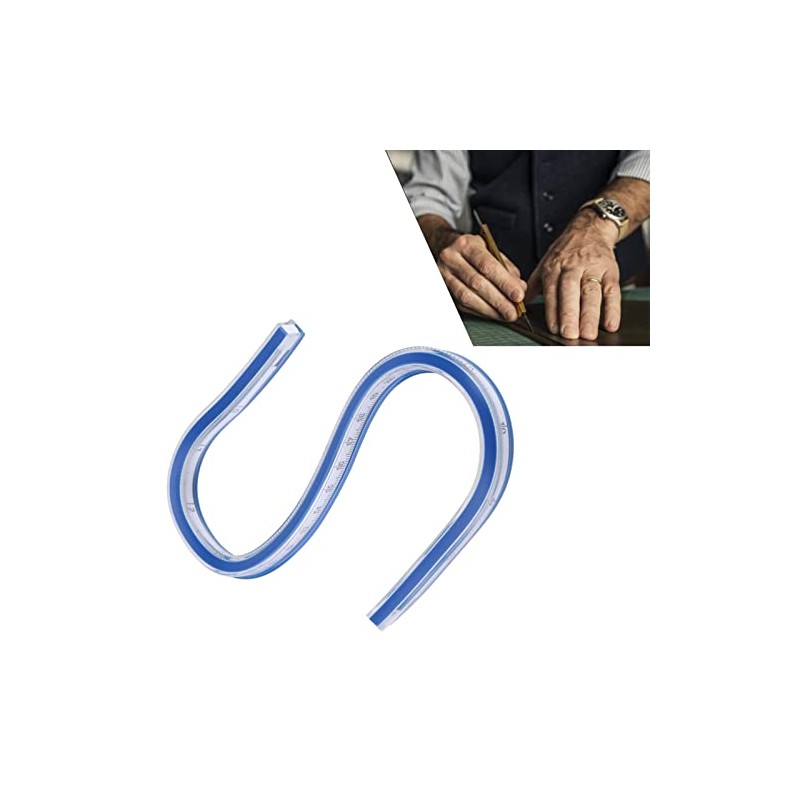 Regla Flexible Curvas Dibujo 30 cm Vinilo Plástico Azul Artesanía