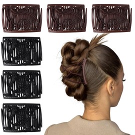 6 PCS Elastic Comb Clip, Magic Hair Comb, Adjustable Elastic Hair Clip, Non Slip Decorative Hairband, Multi Purpose, Suitable for Ladies and Girls (Black + Brown)