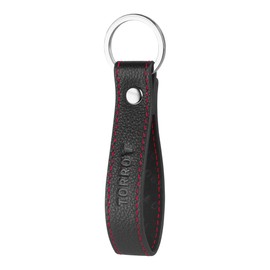 TORRO High Quality Leather Brushed Metal Split Ring Key Ring 1" Diameter (Black)