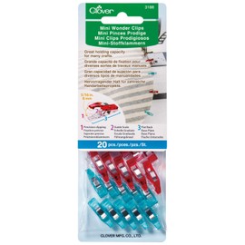 Clover Mini Fabric Clips, Plastic, Multi-Coloured