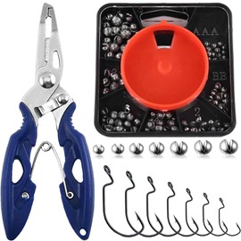 7pcs Split Fishing Weights Set, 89pcs Fishing Weights, 7 Sizes Fishing Plummets Portable River Suitable for Fishing Trip Outdoor Activity Tournament Camping Hiking Boating