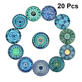 Pack of 20 Mixed Mosaic Tiles Round Mosaic Tiles Cabochons Mosaic Tiles Assortment Glass Gemstones for DIY Crafts Crystal Mosaic Supplies 20 mm