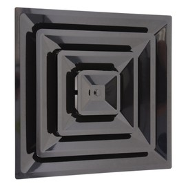 HaVACo 2'x2' Lay-In 3 Cone Supply with 12" Pre-Molded Boot, ABS Plastic Supply Grille, Ceiling Diffuser for Air Vent, Ideal for Heating, Cooling, and Ventilation, Home Improvement, Black
