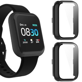 Compatible for iTouch Air 3 44mm Case, Lamshaw Hard PC Case with Screen Protector Compatible for iTouch Air 3 44mm Smartwatch (2 Pack-Black+Black)