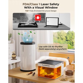 ATOMSTACK D3 Air Purifier for Laser Engraver Smoke Purifier for Laser Engraver with 3-Layer Fume Extractor Filter with Activated Carbon + HEPA Filter for Laser Engraving Machine P1 K2