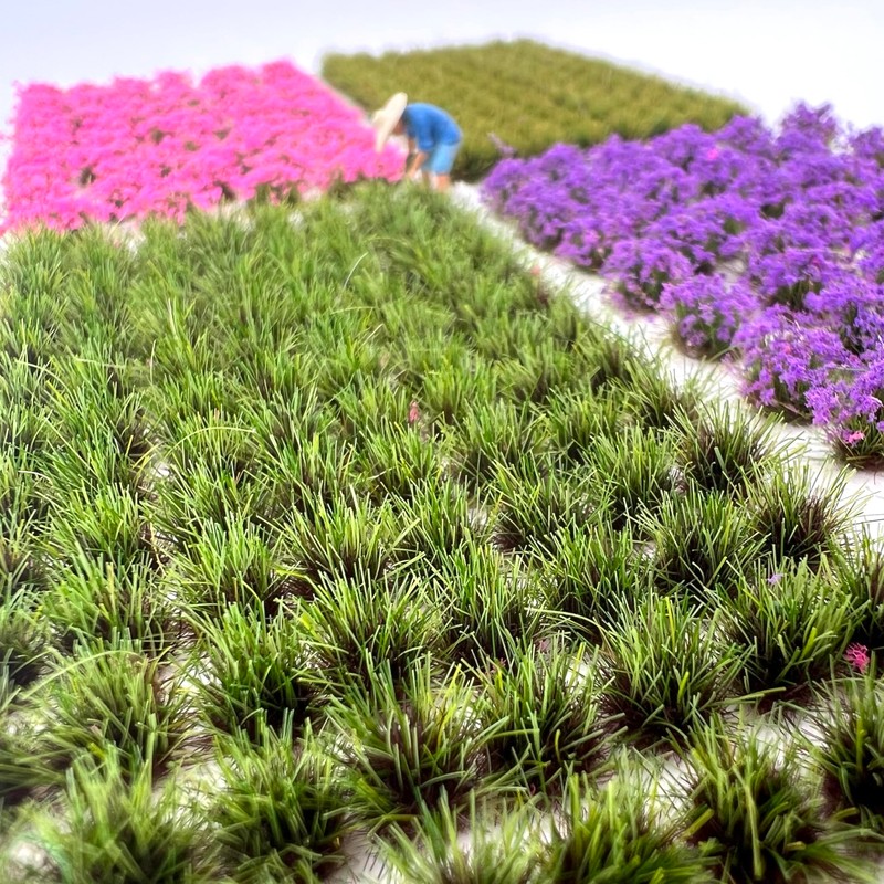 314 Pcs Nylon Miniature Grass Tufts, Mixed Pink & Purple