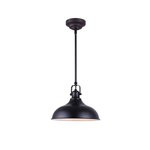 CANARM LPL103A01BK Sussex Integrated LED 1 Light Pendant with Metal Shade, Black