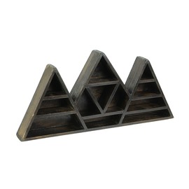 Zeckos Dark Brown Wooden Geometric Triangle Crystal Display Shelf 16.5 x 7.75 x 2 inch