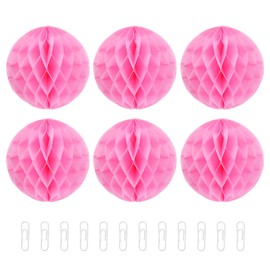 MECCANIXITY Paper Pom-Poms Flower Balls 6 Inch Paper Tissue Flower Balls for Party Flower Decoration Wedding Birthday Home Decoration Pack of 6,Pink
