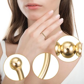 S925 Silver Anti-Stress Ring, Adjustable, Anxiety Ring Silver with Pearls, Women Anti-Stress Rings, Relief from Anxiety, Fidget Ring, Open Stress Rings, Anxiety Ring, Jewellery for Women (Gold 2),