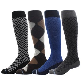 4 pares para hombre, Dr. Motion Athletic - Calcetines altos de compresión graduados para viajero., Mcomp-sl3, Talla única