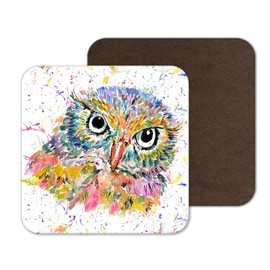 Coaster Owl British Wildlife Animals Coasters Watercolour Art Gift Work Office Dining Tea coffee (1)