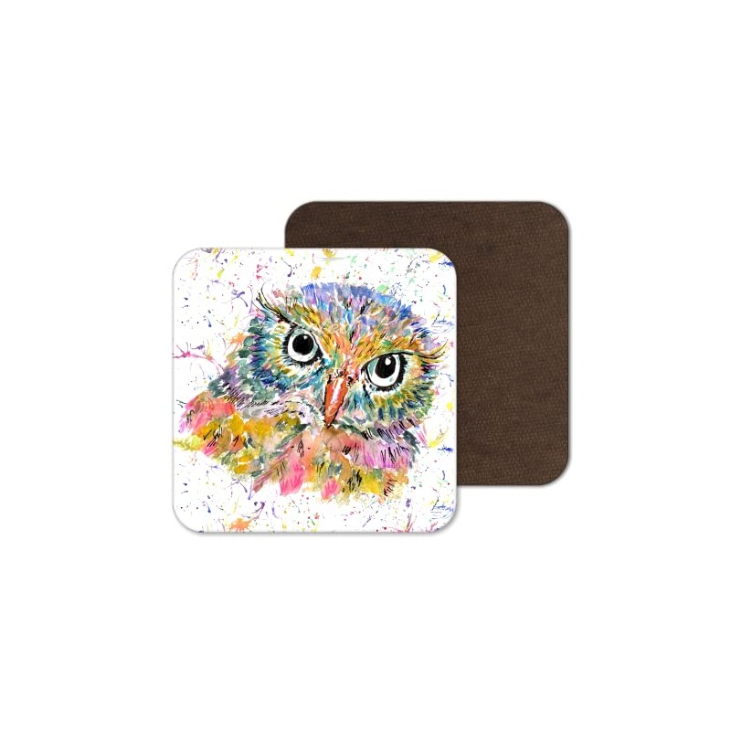 Coaster Owl British Wildlife Animals Coasters Watercolour Art Gift Work