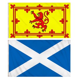 2 Pack 3ft x 5ft Scotland Flags - 91cm x 152cm St Andrew's Cross and Rampant Lion Flags, Football World Cup, Euros, 6 Nations, Rugby, Olympics, Double Stitched Seams