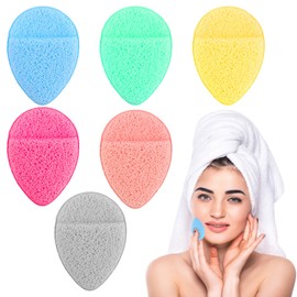 HJZHII 6pcs Face Sponges for Cleansing, Reusable Puff Facial Sponges with Finger Cot Face Scrubber Exfoliating Pads Glove Sponge Suitable for Makeup Remover Cleansing Washing Face All Skin Types