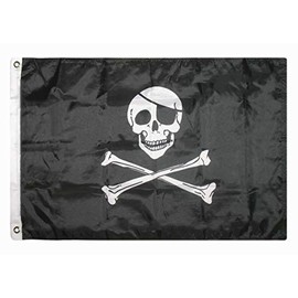 Trade Winds 2x3 Jolly Roger Pirate Skull and Bones with Patch SuperPoly Flag 2'x3' Premium Fade Resistant