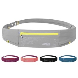 Men Women Waterproof Running Belt,Adjustable Jogging, Running Hydration Waist Pouch,6.8 Inch Large Phone Belt,Runners Bottle Belts(Grey)