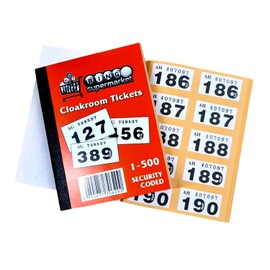 Bingosupermarket Raffle Tickets 1-500 Cloakroom - Assorted Colours bordered (Orange)