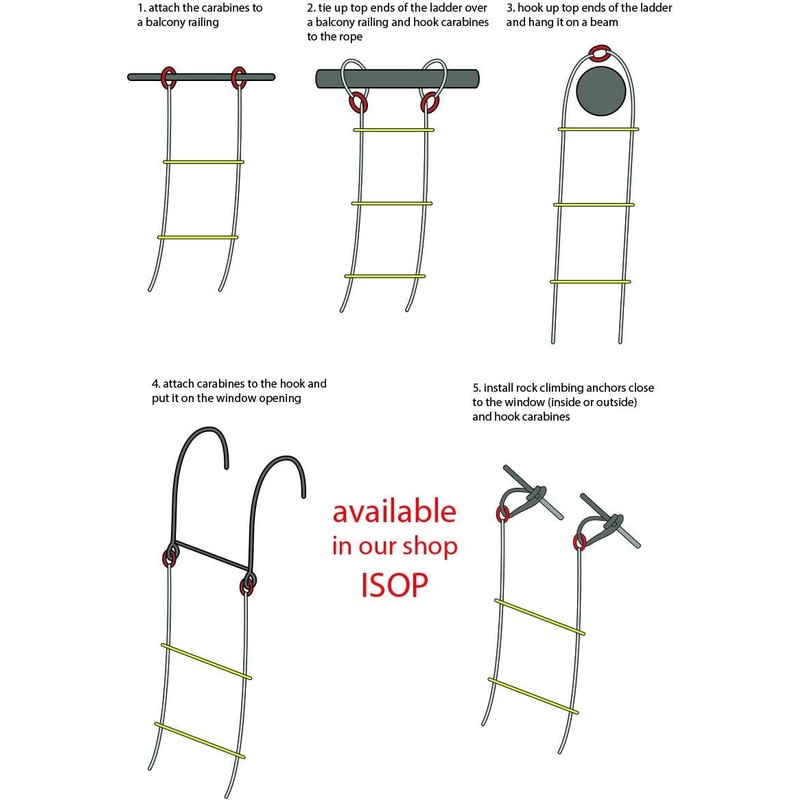 Emergency Escape Rope Ladder 1 Story 8ft | Fire Rescue