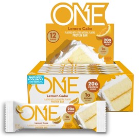 ONE Protein Bars, Lemon Cake, Gluten Free with 20g Protein and 1g Sugar, Pantry Staples, 2.12 oz (12 Count), Packaging May Vary