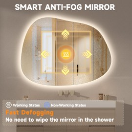 Hasipu Irregular Wall Mirror - 27"x20" LED Irregular Abstract Mirror with Lights for Wall Asymmetrica Wall Mirrors Decorative Modern for Living Room Bathroom,Bedroom,Hallway