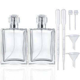YU FENG Glass Perfume Bottles Empty Spray Refillable Atomizer 2 Pack 100ml/3.4oz（Square）