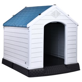 Elevon Plastic Dog House, Insulated Doghouse Puppy Shelter, Water Resistant Easy Assembly Sturdy Dog Kennel with Elevated Floor and Air Vents, Ventilate for Small to Large Sized Dogs (35-Inch)