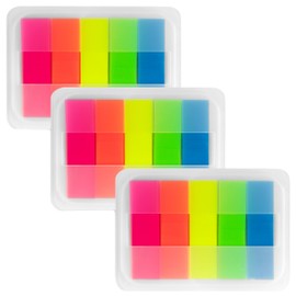 Essex Wares - 300 Pieces - Transparent Sticky Notes Tabs with Case - 5 Bright Colors - 3 Cases - 1.8" x 0.4" - 60 Pieces Each Color - Pop Up Index Tabs - Book Flags for Annotating - Book Sticky Tabs