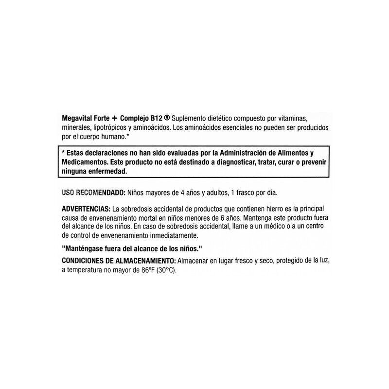 GAMMA LABORATORIES MEGAVITAL FORTE + B12 COMPLEX DIETARY SUPPLEMENT x