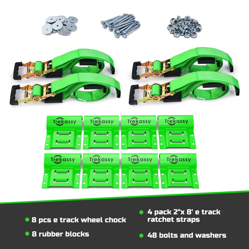 Trekassy Wheel Chock Tie-Down Kit with Rubber Blocks, (4,400lb Break