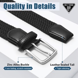 BELTROAD Elastic Braided Belt Men - Multicolored Woven Belt for Golf Work Casual, Stretch Comfort for Jeans Pant Shorts
