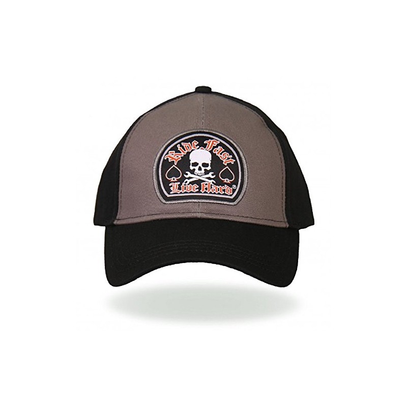 Black White Ball Cap Ride Fast Live Hard Skull Crossbone