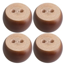 4pcs 40mm Height Dark Brown Eucalyptus Wood Round Bun Furniture Feet Sofa Cabinet Couch Legs