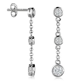 MATERIA by Matthias Wagner SO-495 Women's Pendant Earrings 925 Silver Zirconia White Rhodium-Plated, Cubic Zirconia