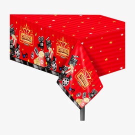 littkeef cliaet 3 Pcs Movie Night Tablecloth Plastic Table Covers Movie Night Tablecloth Disposable Table Cover Movie Night Table Cover for Kitchen Home Decor, 54x87In