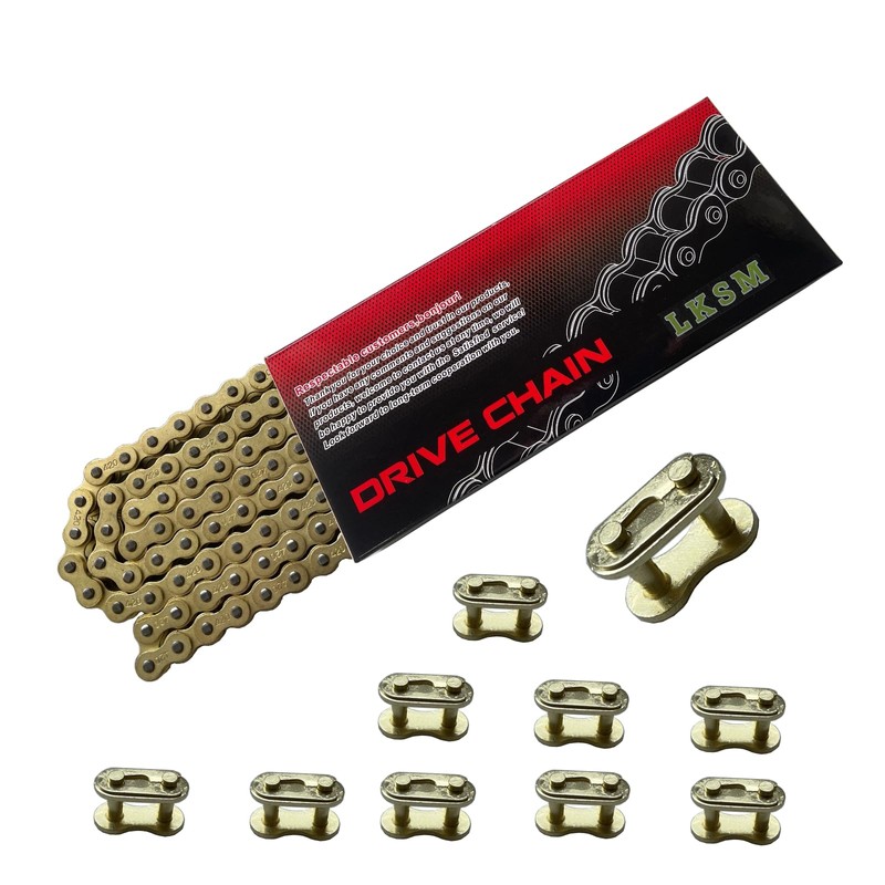 LKSM Gold 420 Motorcycle Chain 132 Link Standard with Chain