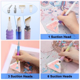 Diesisa Electric Diamond Art Painting Pen - Vacuum Diamond Painting Pen Kits with Storage Tray - Adjustable Suction Level - Diamond Art Electric Pen with Three Different Pens - White