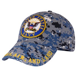Trendy Zone 21 US Navy Hat para hombres y mujeres, gorras con licencia oficial, gorras unisex de la marina de los Estados Unidos (USN), mejor para regalar, Camuflado azul, One Size-Medium