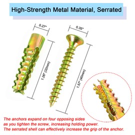 Suprom 50 Pack Heavy Duty Hollow Wall Anchors with Screws, Loose Hinge Hole Repair Kits, Ideal for Hinge Hole Repair and Concrete Wall, Hollow-Wall, Wooden Wall (6x32mm)