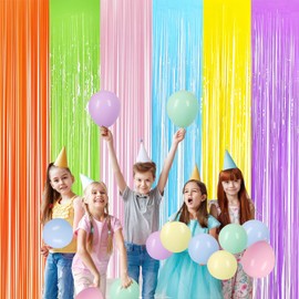 Pastel Birthday Decorations, Fufuddz 65Pcs Easter Balloons Garland Arch Kit & Rainbow Backdrop Door Streamers Macaron Foil Curtains Unicorn Party Supplies Spring Decor for Baby Shower Birthday Office