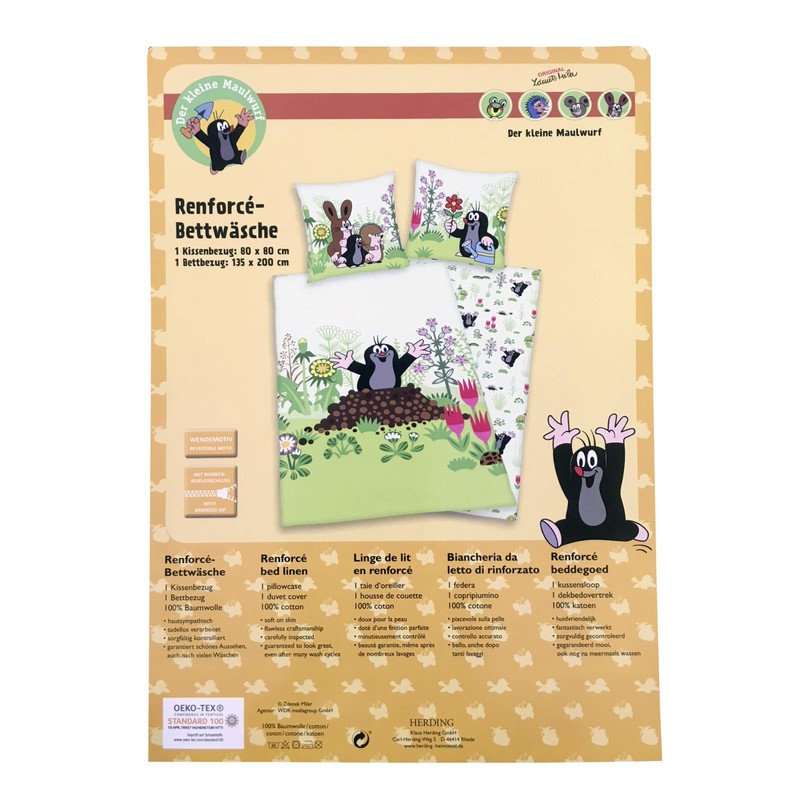 Herding DER KLEINE MAULWURF Bettwäsche-Set, Wendemotiv, Bettbezug 135 x 200